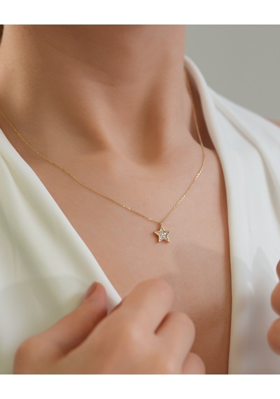 Debora Jewelry 14 Ayar Altın Zirkon Taşlı Yıldız Kolye
