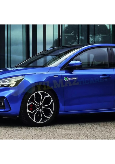 Skoda Logo Arma Yan Kapı Oto Sticker Yapıştırma Araba Etiket 2 Ad