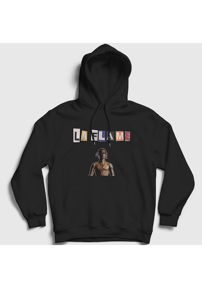 Presmono Unisex La Flame Astroworld Travis Scott Kapüşonlu Sweatshirt Siyah