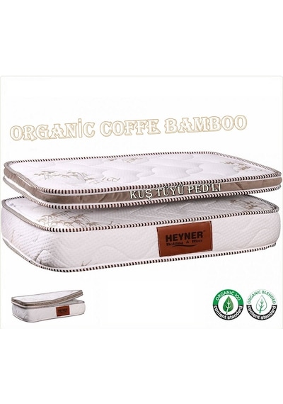 80 x 180 Heyner Kuş Tüyü Ped'Li Ortopedik Yaylı Yatak 80 x 180 Coffe