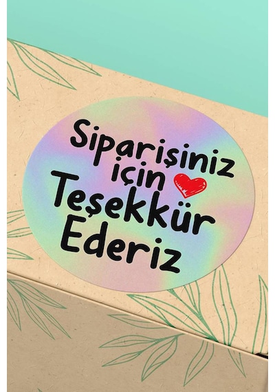 Hologram Kalpli Teşekkür Ederiz Sticker 3x3cm St2363 Çok Renkli