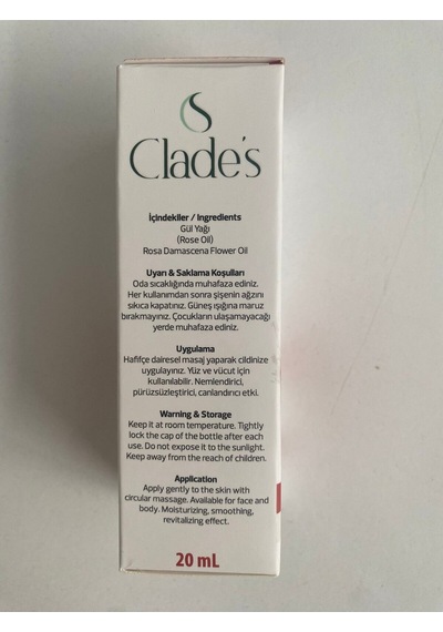Clade's Gül Cilt Bakım Yağı 20 ML