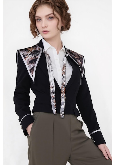 Walkenzo Damgalı Leopar Desenli Bağlamalı Modern Kadın Omuz Şalı Gri