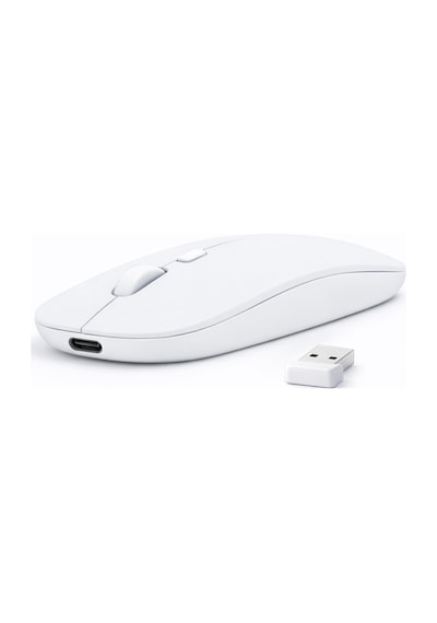 Laptop İçin İnce Kablosuz Mouse Bluetooth Bağlantı Şarjlı Batarya Usb Alıcılı Taşınabilir Tasarım 14963
