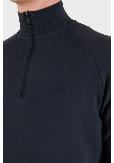 Boss Pamuklu Yarım Fermuarlı Dik Yaka Regular Fit Sweat Erkek Sweat 50565306 402 Lacivert