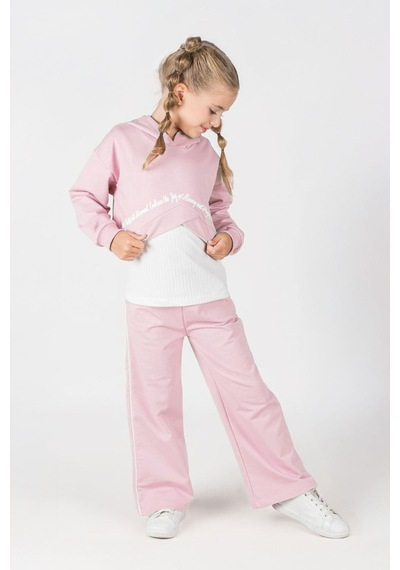 Miniğimin Cicileri Yazı Baskılı Crop Sweatshirt Ve Bol Paça Kız Çocuk Eşofman Takımı Pembe Miniğimin Cicileri Yazı Baskılı Crop Sweatshirt Ve Bol Paça Kız Çocuk Eşofman Takımı Pembe