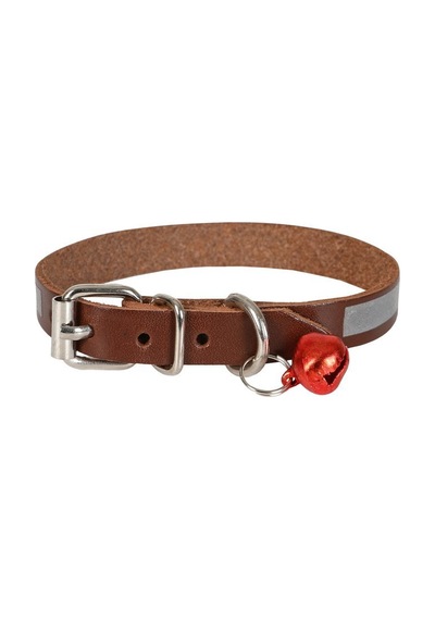 Cattie Reflektörlü Deri Kedi Boyun Tasması M 1x21-25CM Kahverengi