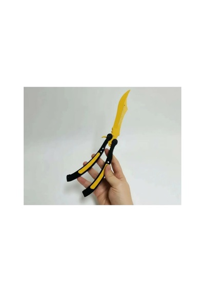 Cs2 Kelebek/butterfly Bıçak Plastik Sarı Oyuncak 3d Keskin Değil