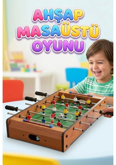 Ahşap Masaüstü Futbol Oyunu 4 Kollu Taşınabilir World Cup Heyecan Eğlenceli Masaüstü Oyunu