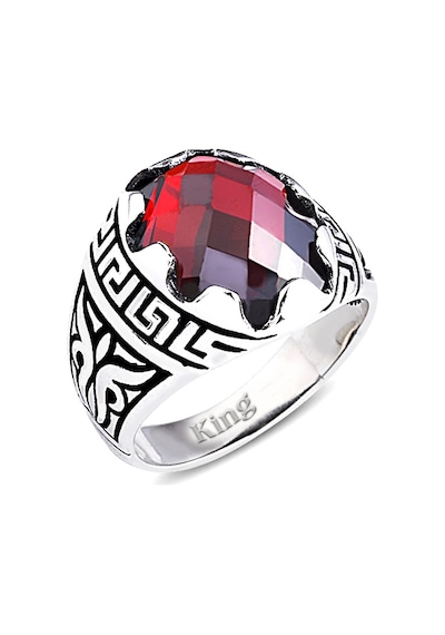 Kuyumcudukkani Fasetli Oval Kubbe Kesim Taşlı Gümüş Erkek Yüzük-60003-w-fr 36 Beyaz