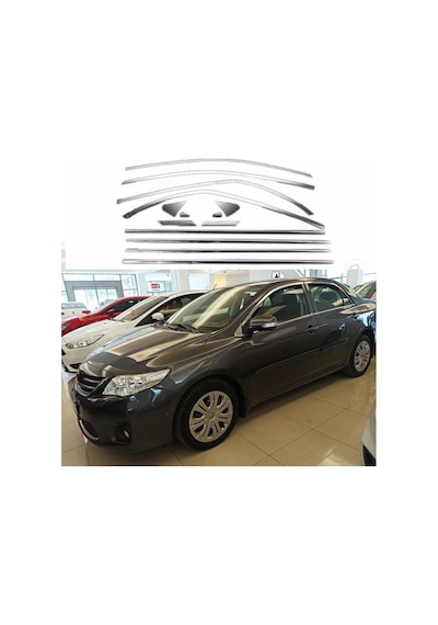 Toyota Corolla Uyumlu Cam Çerçevesi Nikelajı Komple 2007-2012 Arası Modeller