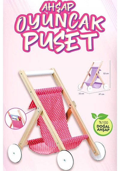 Ahşap Oyuncak Puset Mor