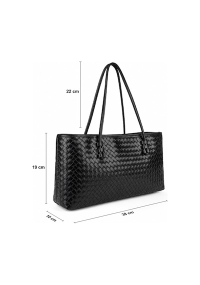 Nura Collection Kadın Örgü Desenli Tote Omuz Çantası - Siyah - 895066122 Siyah