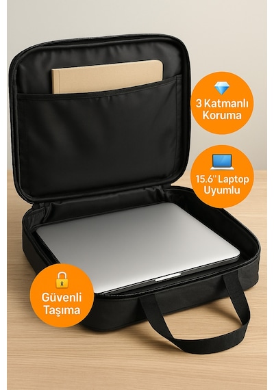 Laptop Çantası 13 14 15.6 İnç Uyumlu Suya Dayanıklı Laptop Taşıma Çantası 3 Katmanlı Koruma