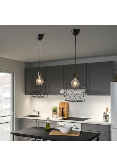 Ikea Brunsta Sarkıt Lamba Abajur Başlığı, Siyah, 30 Cm