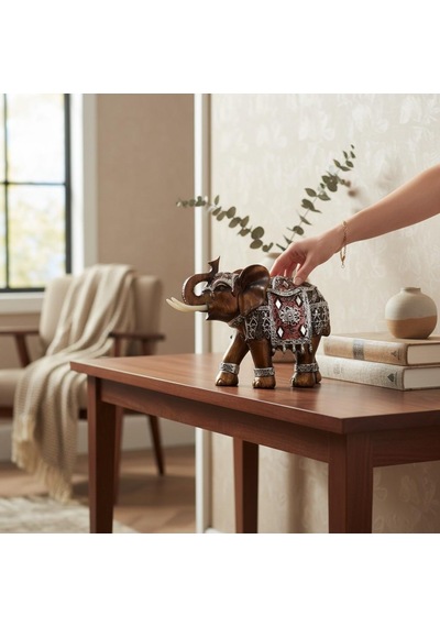 Lüks Ayna Ve Nakış İşlemeli Feng Shui Fil Heykeli Dekoratif Biblo 17 Cm. Yeni Yıl Ev & Ofis Hediyesi 67216383