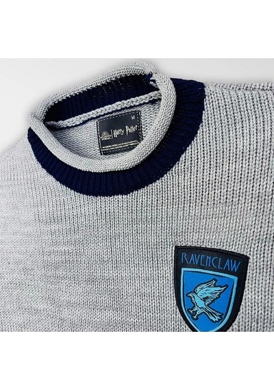 Harry Potter Ravenclaw Quidditch Sweatshirt Lisanslı Örme Kazak Mavi Gri Unisex - Xl Beden