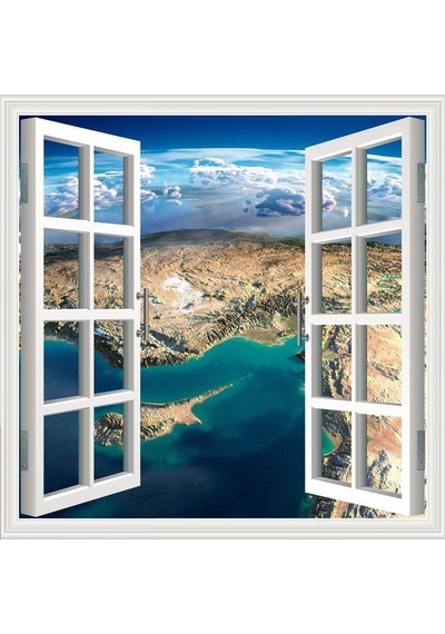 Pencere Poster Duvar Kağıdı Dünya Yapışkanlı Sticker N11.1242
