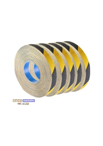 5 Adet Merdiven Kaydırmaz Kaymaz Bant 25mm X 25mt Sarı Siyah Tdrtr