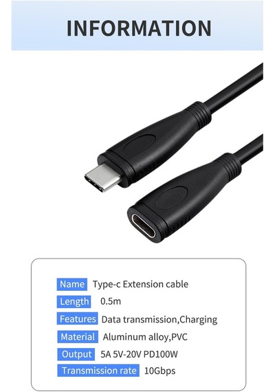 Daytona Fc-K09 Type-C Usb-C Male To Type-C Female Çevirici- 1 Mt
