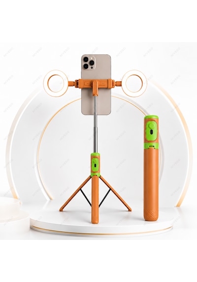 Blc Çift Led Işıklı Selfie Çubuğu Tripod Telefon Standı Katlanabilir Ergonomik Telefon Tutucu