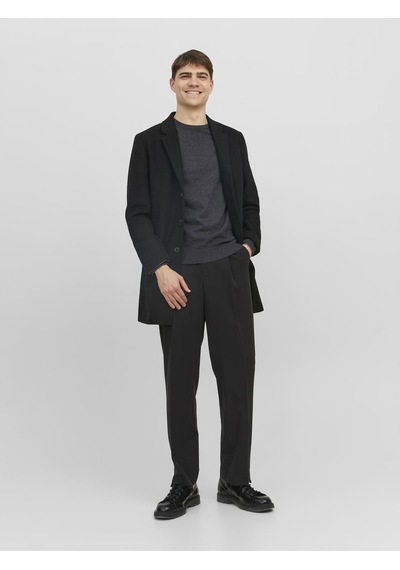 Jack & Jones Erkek Bisiklet Yaka Triko Kazak - Emil - 12208364 Dark Grey Melange