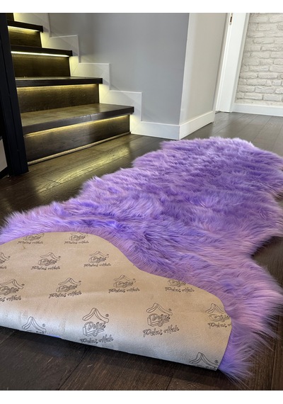 A Post Lila Yumuşak Dokulu Peluş Halı Çift Kafa Post