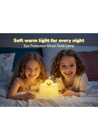 Oz15 Hayalet Ördek Gece Lambası Şarj Edilebilir Silikon Çocuk Odası Aydınlatma 1200mah Renkli