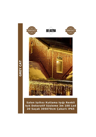Salon Işıltısı Kutlama Işığı Renkli Işık Dekoratif Süsleme 3m 100 Led 20 Saçak 305070cm Çakarlı Ip65