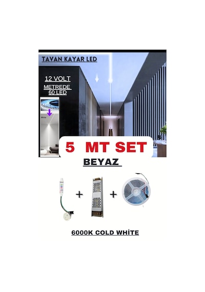 Tavan Akışkan Piksel Kayar Led Sistemi 12 Volt Kit / 5 Metre /6000k Beyaz