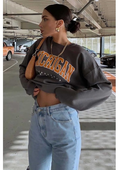 Madmext Mad Girls Antrasit Sweatshirt Mg785 Antrasit