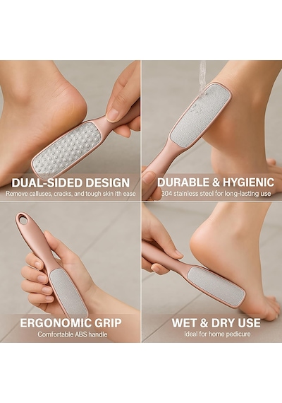 Çift Taraflı Ayak Törpüsü Paslanmaz Çelik Nasır Ve Topuk Çatlağı Törpüsü, Ergonomik Saplı, Is
