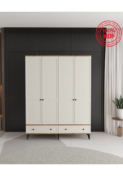 Irmak 4 Kapaklı Çekmeceli Gardırop - Tamamı Mdf Aytaşı