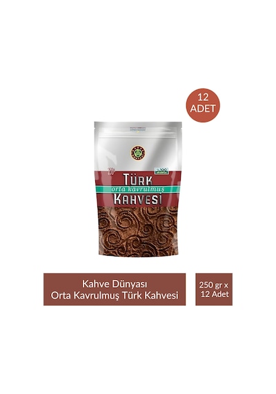 Kahve Dünyası Zıpper Türk Kahvesi Orta Kavrulmuş 250 Gr X 12 Adet Türk Kahvesi