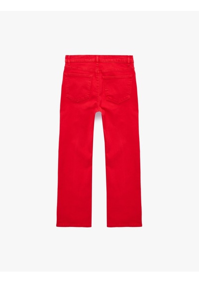 Koton Normal Bel Dar Kalıp Pamuklu Düğmeli Kısa İspanyol Paça Pantolon - Kick Flare Jeans Kırmızı 6sal40006mw Koton Normal Bel Dar Kalıp Pamuklu Düğmeli Kısa İspanyol Paça Pantolon - Kick Flare Jeans Kırmızı 6sal40006mw