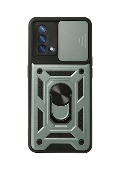 Oppo A74 4g Uyumlu Kılıf Pars Lens Yüzüklü Silikon - Yeşil