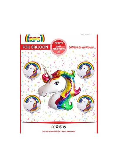 Unicorn 5'li Folyo Balon Beyaz