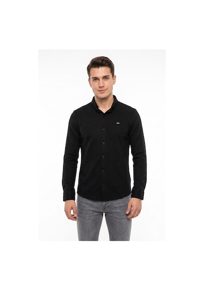 Foterman Erkek Spor Slim Fitt Uzun Kol Gömlek Bgl-st05439 Siyah