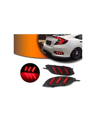 Honda Civic Fc5 Arka Sis Lambası Ledli 3 Çizgili Kırmızı