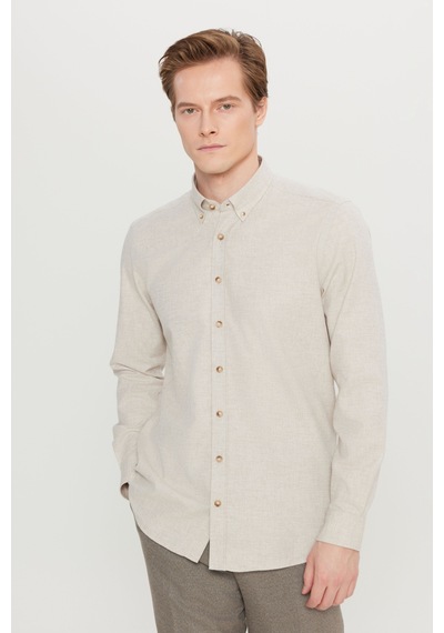 Altınyıldız Classıcs Erkek Bej Pamuklu Slim Fit Dar Kesim Düğmeli Yaka Diagonal Desenli Flanel Gömlek Altınyıldız Classıcs Erkek Bej Pamuklu Slim Fit Dar Kesim Düğmeli Yaka Diagonal Desenli Flanel Gömlek