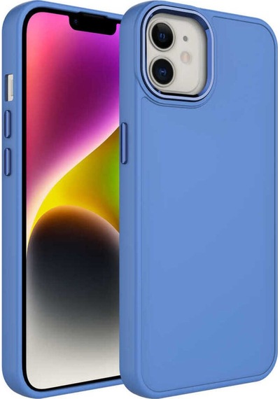 Apple Uyumlu iPhone 12 Kılıf Metal Çerçeve Ve Buton Tasarımlı Silikon Zore Luna Kapak Lavendery Gray