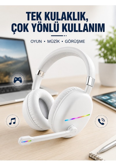 Beyaz Kablosuz Bluetooth Kulaklık Mikrofonlu Ergonomik Kulak Üstü Tasarım - Lisinya Çok Renkli