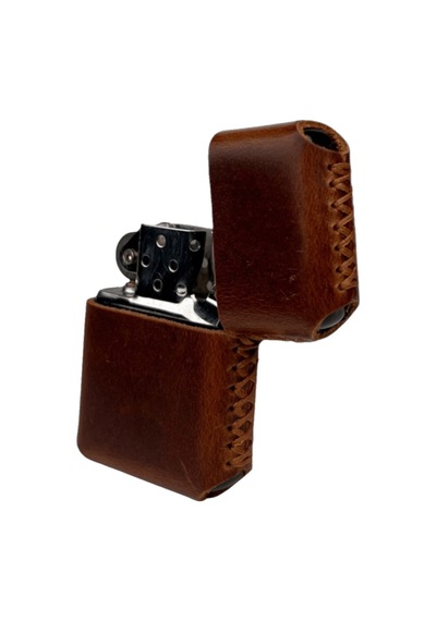 Handmade El Yapımı Hakiki Deri Zippo Modeli Çakmak Koyu Kahverengi
