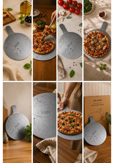 Paslanmaz Çelik Pizza Sunum Tabağı Çok Renkli