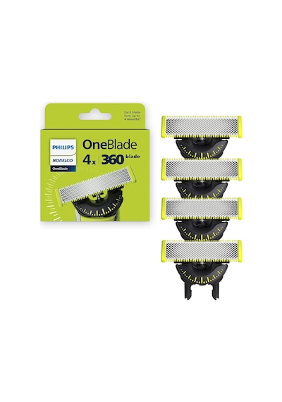 Philips Oneblade 360 Bıçaklar, Oneblade Elektrikli Tıraş Makinesi Ve Düzeltici İçin Orijinal Yedek Bıçaklar, 4'lü Paket, Qp440/80 Diğer