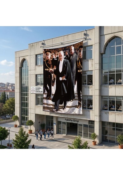 Siyah Takım Elbiseli Atatürk Poster Bayrak Raşel Kumaş 6x9 Metre Ata21 Diğer
