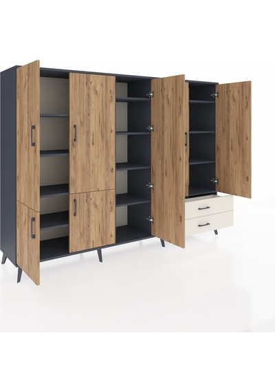 Hyperion Dolap 12 Raflı 2 Çekmeceli 7 Kapaklı 220x44x163 Antrasit Antrasit-çam/aytaşı Hyperion Dolap 12 Raflı 2 Çekmeceli 7 Kapaklı 220x44x163 Antrasit Antrasit-çam/aytaşı