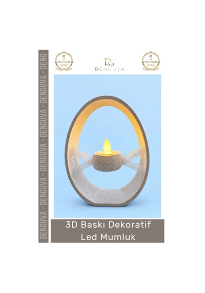 Modern Estetik Ev Hediyesi Ofis Tasarım Led Işıklı Masaüstü 3d Baskı Dekoratif Mumluk - 1 Adet Çok Renkli