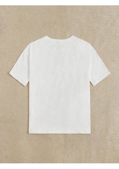 Kadın Beyaz Oversize Kalp Baskılı Örme T-shirt Beyaz Kadın Beyaz Oversize Kalp Baskılı Örme T-shirt Beyaz