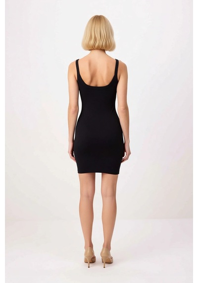Benerly Kadın Kolsuz Havuz Yaka Bodycon Mini Elbise Kalın Askılı Ribana E Siyah Benerly Kadın Kolsuz Havuz Yaka Bodycon Mini Elbise Kalın Askılı Ribana E Siyah